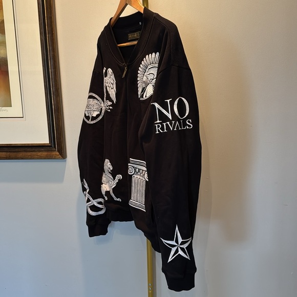 AKOO vintage black full zip Embroidered varsity Jacket sweatshirt EUC XXXL - Picture 7 of 13